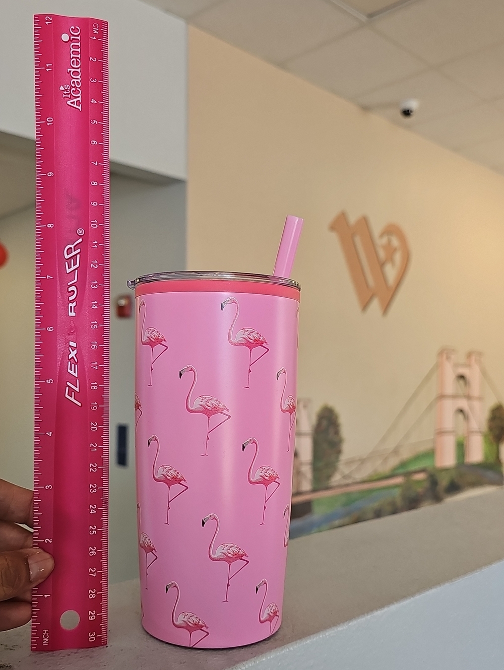 Pink Flamingo Stainless Tumbler with Straw